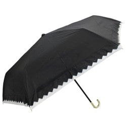 日傘 折りたたみ傘 婦人用 晴雨兼用 ミニ ヒートカット切継ぎ 55cm 手開き式 一級遮光 内側黒コーティング加工 UV99.9％カット UPF50＋ ブラック 6711BK