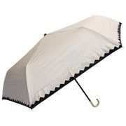 折りたたみ傘 婦人用 晴雨兼用 ヒートカット切継ぎ 55cm 手開き式 一級遮光 ベージュ 6711BE