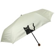 折りたたみ傘 婦人用 晴雨兼用 ねこシルエット 55cm 手開き式 一級遮光 オフ白 6713OF