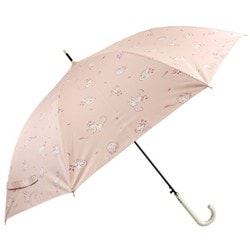 日傘 長傘 婦人用 晴雨兼用 ジャンプ リラクシングキャッツ 58cm ジャンプ式 一級遮光 内側黒コーティング加工 UV99.9％カット UPF50＋ 親骨グラスファイバー ピーチ 6684PK