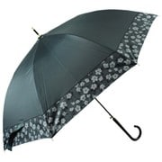 長傘 婦人用 晴雨兼用 ジャンプ すそフラワー 58cm ジャンプ式 一級遮光 ブラック 6687BK
