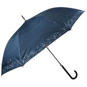 長傘 婦人用 晴雨兼用 ジャンプ ラインアートフラワー 58cm ジャンプ式 一級遮光 ネイビー 6688NV