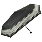 折りたたみ傘 婦人用 晴雨兼用 ラインキャット 50cm 手開き式 一級遮光 ブラック 6689BK