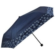 折りたたみ傘 婦人用 晴雨兼用 すそフラワー 50cm 手開き式 一級遮光 ネイビー 6693NV