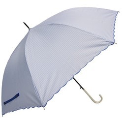 長傘 婦人用 ストライプ・スカラップ 58cm ジャンプ式 グラスファイバー骨（親骨） サックス 2124SC