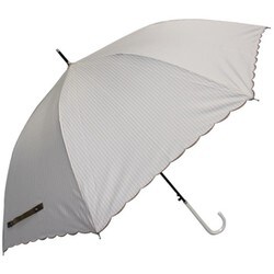 長傘 婦人用 ストライプ・スカラップ 58cm ジャンプ式 グラスファイバー骨(親骨) ブラウン 2124BW