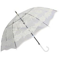 ビニール傘 レース風プリント・波形パイピング 58cm ジャンプ式 グラスファイバー骨（親骨） オフ白 2133OF
