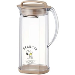 冷水筒 ピッチャー ポット 1.2L スヌーピー ピーナッツ 保冷 横置きも可能 パッキン付き 持ち手付き ブラウン 幅14.4×奥行9.6×高さ24.2cm 日本製 RC-1208