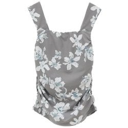 Beigeflowerプリントミドルトップス レディース 水陸両用 フィットネス ヨガ パット付きシャツ ブラウン（03） サイズ1（M-Lサイズ） B1943JUB020