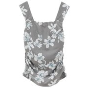Beigeflowerプリントミドルトップス レディース 水陸両用 フィットネス ヨガ パット付きシャツ ブラウン(03) サイズ1(M-Lサイズ) B1943JUB020