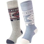 マインソックス2足組ミドルタイプ ジュニア スキーソックス GY/BL 13-15cm MP-723