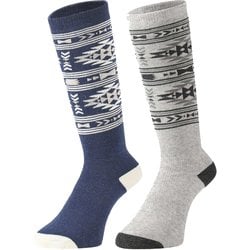 マインソックス2足組ロングタイプ ジュニア スキーソックス NV/GY2 22-24cm MP-725