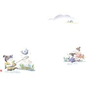 QMTM401 [尺3 テーブルマット 100枚入 わらべ 魚捕り No.524]