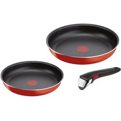 取っ手のとれるフライパンセット インジニオ・ネオ パプリカレッド セット3（フライパン22cm・フライパン26cm・専用取っ手1本） チタン・コーティング ガス火専用 優れた熱伝導 L15193