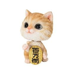 H22214-1 [小判をかかえる首振り茶トラ猫]