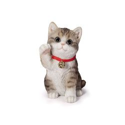 H19217-24 [右手を上げる濃茶トラ白招き猫]