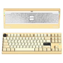 ワイヤレスメカニカルキーボード（有線・無線・Bluetooth対応） US80％配列 KAILHココアスイッチ（リニア） ルブ済 簡単取り外し仕様 RGB Crush80 Pro イエロー PC80REYEL