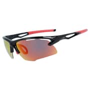 偏光スポーツサングラス 本体色:Shimy Black/Red レンズ色:Smoke Polar /Red Mirror SPLD 3001-02