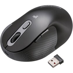 エルゴノミクス ワイヤレスマウス 2.4GHz 静音 充電式 ブルーLED 5ボタン 戻る/進むボタン搭載 カウント切り替え機能 ブラック MA-EWBS528MBK