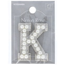 NR-09 K [ネロリローズ パールイニシャルシールワッペン K 横35mm×縦45mm×厚さ6mm]