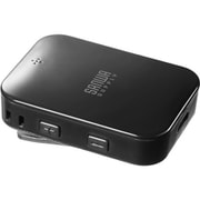 Bluetooth 5.3 トランスミッター/レシーバー 小型 マルチポイント バッテリー内蔵 3.5mmプラグ 飛行機用変換プラグ USB-C充電 aptX Adaptive対応 ブラック MM-BTAD6
