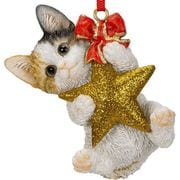 H22328 [オーナメント 星を抱える三毛猫]