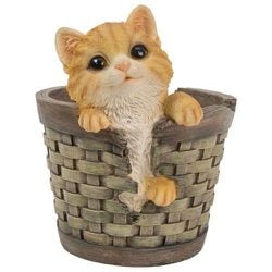 H07182 [花鉢に入る茶トラ子猫]