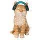 H21308 [ヘッドホンで音楽を聞く茶トラ猫]