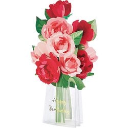 カード 誕生日祝い 透明花瓶に赤い花 831671