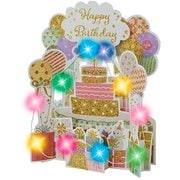 カード 誕生日祝い ライト&メロディー 風船とプレゼント 982369