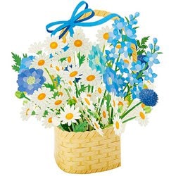 カード 多目的 レーザーカット 青い花の花かご 606391