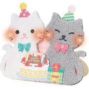 カード 誕生日祝い ライト&メロディー ふかふかネコ2匹 184217