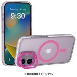 iPhone 16 対応 ケース クリア MagSafe 対応 スタンド 付き 耐衝撃 スマホケース マグセーフ 透明 スマホカバー LUCID トランスパレント/コーラル MC_IPNCSPTLP_TL