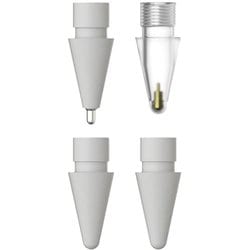 ME_APCPNMPIT_WH [Apple Pencil 対応 ペン先 4個 セット ノーマル 2 ボールペン 1 鉛筆 1 書きやすい iPad ペンシル 替え芯 収納 ケース 付 Instcint Tips ホワイト]