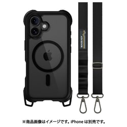 iPhone 16 対応 ケース ショルダー ストラップ 付き クリア MagSafe 対応 耐衝撃 MIL規格 マグセーフ スマホケース Odyssey ＋Strap M レザーブラック ME_IPNCSPTO4_LB
