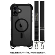 iPhone 16 Plus 対応 ケース ショルダー ストラップ 付き クリア MagSafe 対応 耐衝撃 MIL規格 マグセーフ スマホケース Odyssey +Strap M レザーブラック ME_IPBCSPTO4_LB