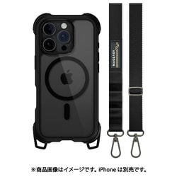 iPhone 16 Pro 対応 ケース ショルダー ストラップ 付き クリア MagSafe 対応 耐衝撃 MIL規格 マグセーフ スマホケース Odyssey ＋Strap M レザーブラック ME_IPRCSPTO4_LB