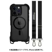 iPhone 16 Pro 対応 ケース ショルダー ストラップ 付き クリア MagSafe 対応 耐衝撃 MIL規格 マグセーフ スマホケース Odyssey +Strap M レザーブラック ME_IPRCSPTO4_LB
