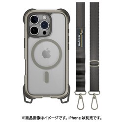iPhone 16 Pro 対応 ケース ショルダー ストラップ 付き クリア MagSafe 対応 耐衝撃 MIL規格 マグセーフ スマホケース Odyssey ＋Strap M チタニウム ME_IPRCSPTO4_TI