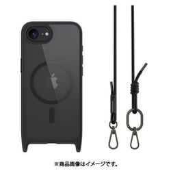 iPhone 16e 対応 ケース ショルダー ストラップ 付き クリア マグネット リング付き 耐衝撃 MIL規格 マグネットリング スマホケース Roam M ブラック/ブラック ME_IS4CSPTR2_BK