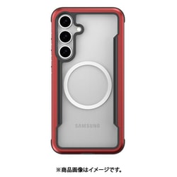 Galaxy S25 対応 ケース クリア MagSafe対応 耐衝撃 米軍MIL規格 スマホケース アルミ フレーム カバー Shield M レッド RT_G5SCSAPSS_RD