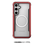 Galaxy S25 対応 ケース クリア MagSafe対応 耐衝撃 米軍MIL規格 スマホケース アルミ フレーム カバー Shield M レッド RT_G5SCSAPSS_RD
