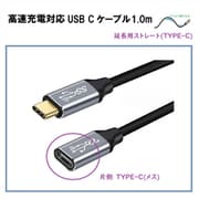 高速充電対応 USB Cケーブル1.0m PD対応 ※オスメス/ストレート(延長) RM-1846ST-M