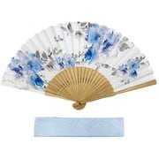 扇子 水彩ローズ ブルー 1L09103070