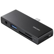 Type-Cカードリーダー USB3.2 Gen1 SD/microSD/3.5mm 4極ミニジャック/USB A×2 ADR-5TCSDP3BK