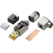 RJ45 コネクタ シールド L字型 CAT6A STP LAN モジュラーコネクター PoE EMI対策 かしめ工具不要 繰り返し使用可能 ADT-6ARJFSL