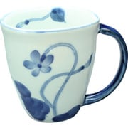 波佐見焼 手描き 野草花 すみれ マグカップ ブルー 300ml 22602