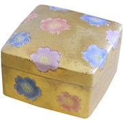 文山窯桜紋 おしゃれケース ゴールド 10.5cm角 22321
