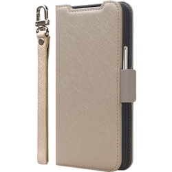 BASIO active3 対応 スマホケース 手帳型 カード 収納 ストラップ スタンド 付 ケース 合成 皮 革 デニム 携帯ケース NU ベージュ×グレー CR_BA3CSPLNA_BG