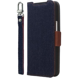 BASIO active3 対応 スマホケース 手帳型 カード 収納 ストラップ スタンド 付 ケース 合成 皮 革 デニム 携帯ケース NU インディゴ CR_BA3CSPLNA_ID